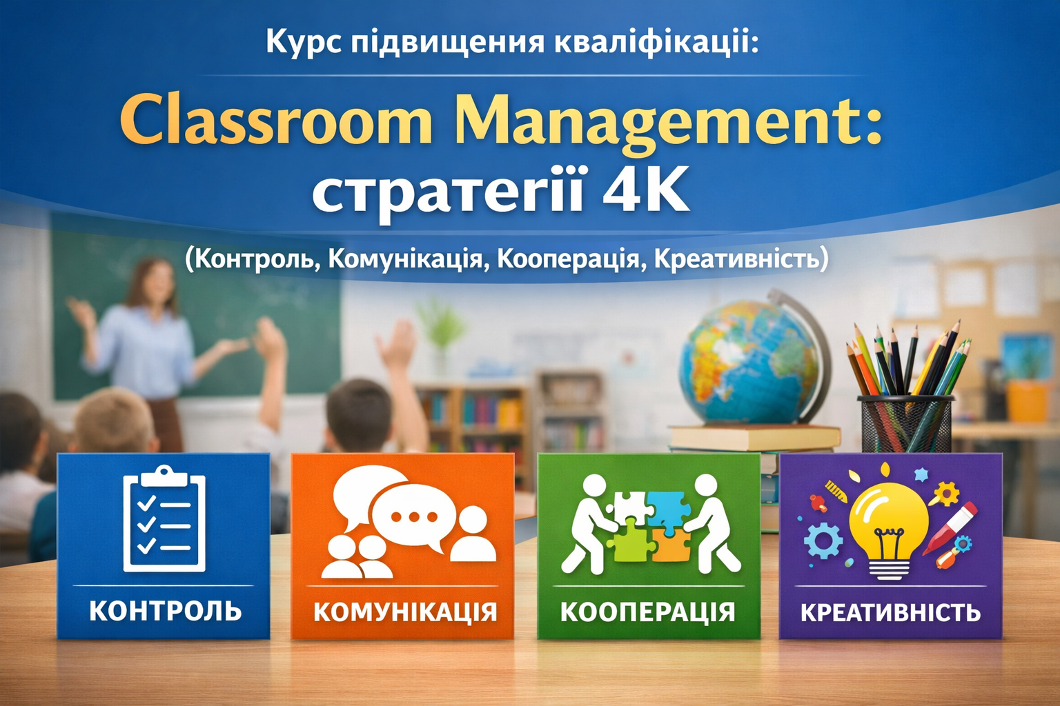 Програма курсу підвищення кваліфікації: «Classroom Management: стратегії 4К (Контроль, Комунікація, Кооперація, Креативність)»